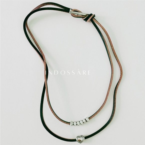 MULTI LAYERED STRAND LEATHER OF LOVE HEART NEKLACE NWT - Picture 4 of 4